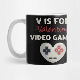 V Is For Video Games Funny Valentines Day Gamer Boy Mug